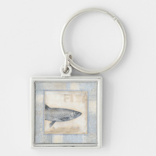 Grey Fish on Beige Background Keychain (Front)