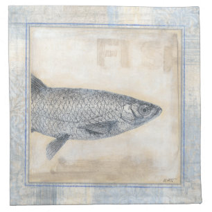 Grey Fish on Beige Background Napkin