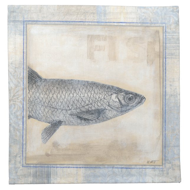 Grey Fish on Beige Background Napkin (Front)