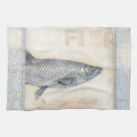 Grey Fish on Beige Background Towel