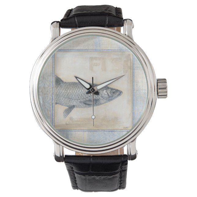Grey Fish on Beige Background Watch (Front)