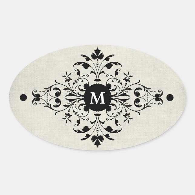 Grey Flannel Monogram Oval Sticker (Front)