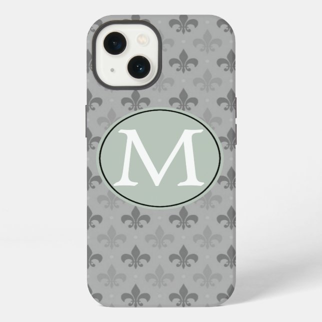 Grey Fleur de lis Iphone Case (Back)