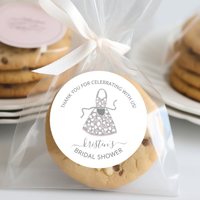 Grey Floral Apron Bridal Shower Envelope Seal (Creator Uploaded)