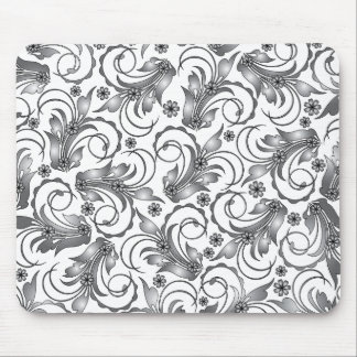 grey floral design mouse pad