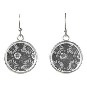 grey floral earrings
