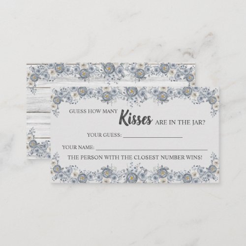Grey Floral How Many Kisses Bridal Shower Game Place Card