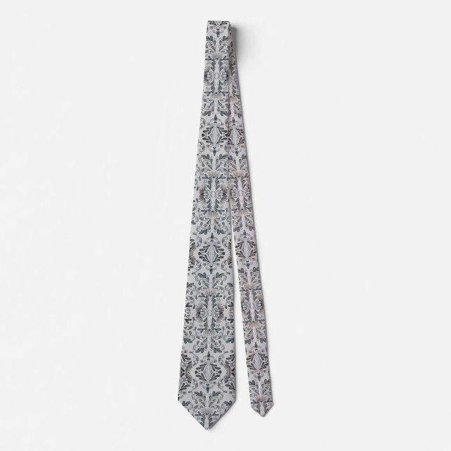 Grey Floral Neck Tie (Front)