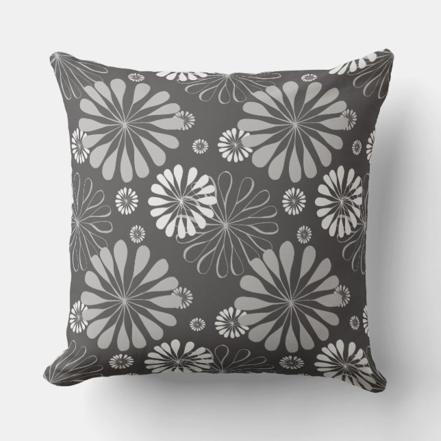 grey floral pillow (Front)