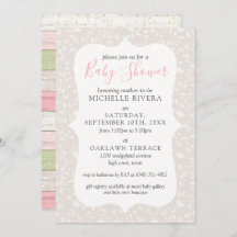 Grey Floral Pink & Sage Rustic Country Baby Shower