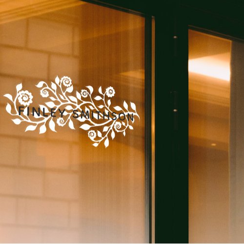 Grey Floral Swirls Template Elegant Classy Stylish Window Cling