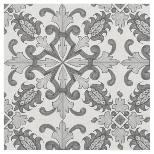 Grey Floral Victorian Fabric