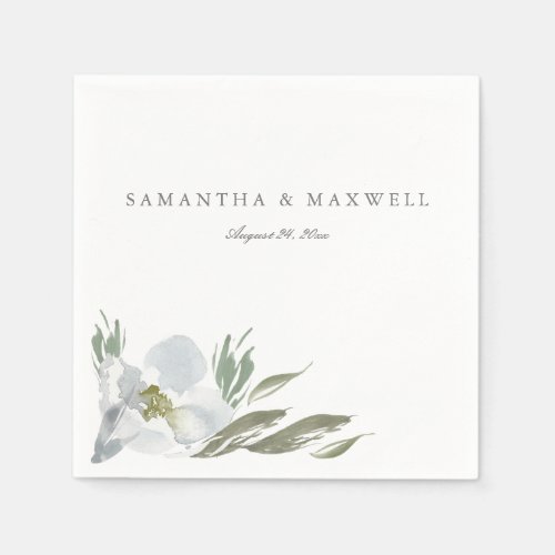 Grey Floral Watercolor Template Napkins