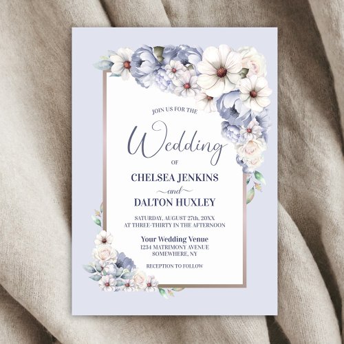 Grey Floral Wedding Invitation