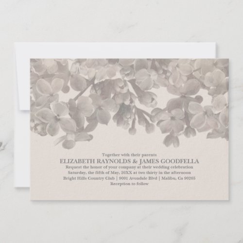 Grey Floral Wedding Invitations