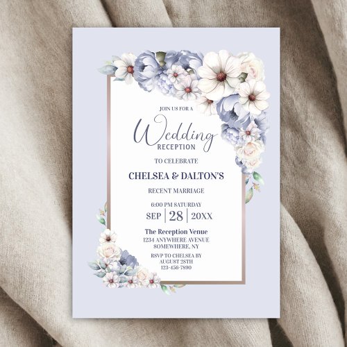 Grey Floral Wedding Reception Invitation