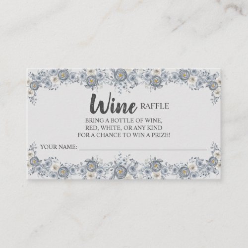 Grey Floral Wine Raffle Wedding Bridal Shower Card
