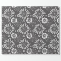 Grey Floral Wrapping Paper