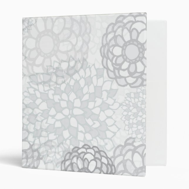 Grey Flower Burst Design 3 Ring Binder (Front/Inside)