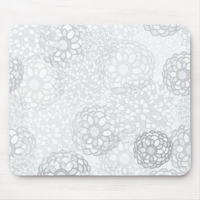 Grey Flower Burst Design Mouse Pad (Front)