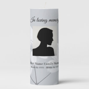 Grey flower funeral memorial pillar candle