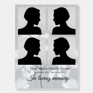 Grey flower funeral welcome sign foam bord collage