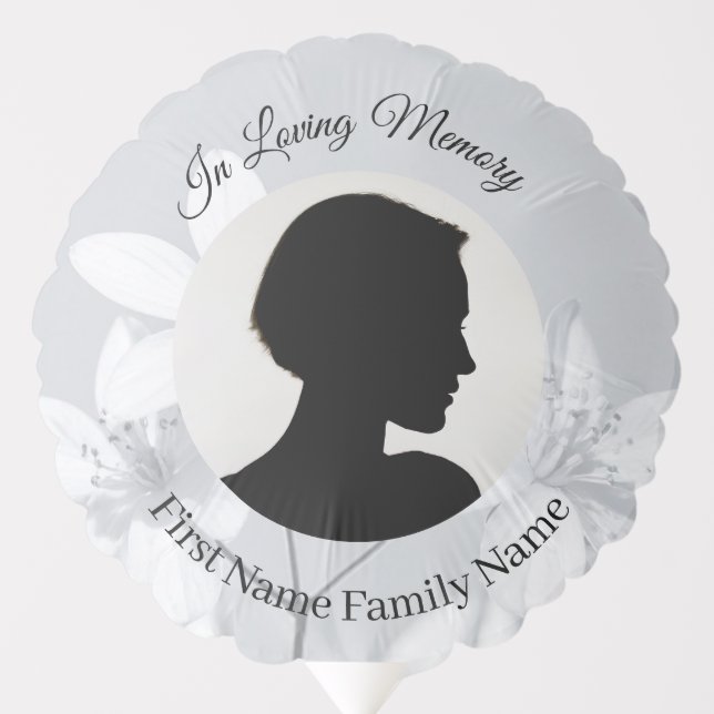 Grey flower memorial balloon (Front)