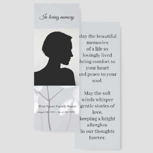 Grey flower memorial bookmarks