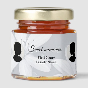 Grey flower memorial honey jar favor favors