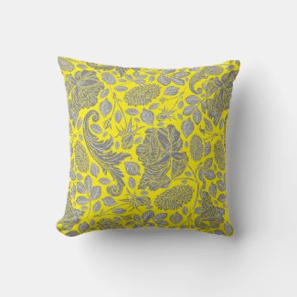Grey flower pattern on yellow