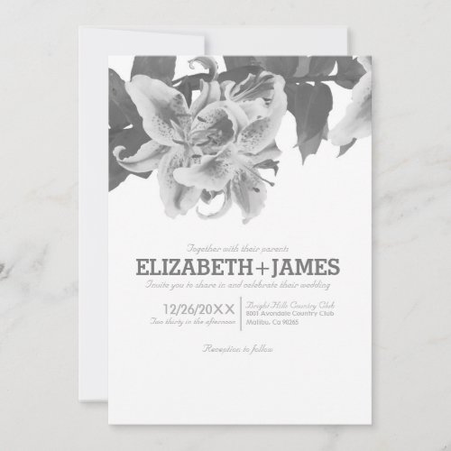 Grey Flower Wedding Invitations