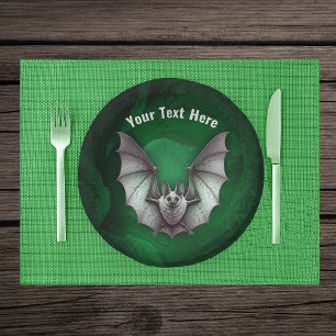 Grey Flying Bat Glowing Green Spooky Cave Paper Bowls