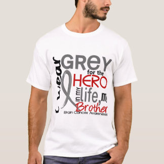 Grey For My Hero 2 Brother Brain Cancer T-Shirt