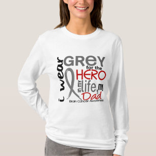 Grey For My Hero 2 Dad Brain Cancer T-Shirt