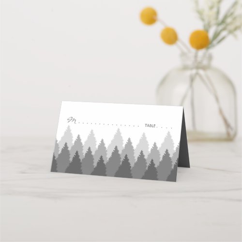 Grey Forest Range Woodland Wedding Place Card