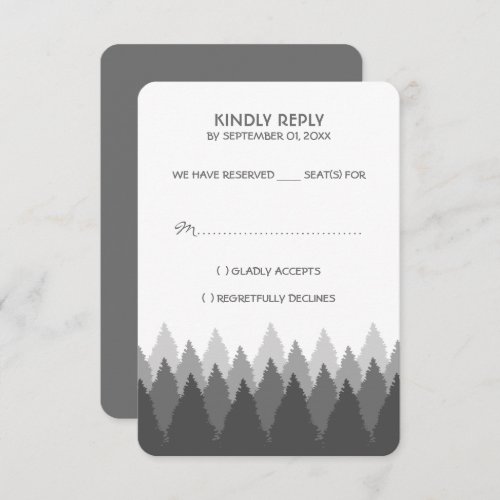 Grey Forest Range Woodland Wedding RSVP Card