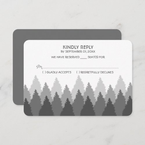 Grey Forest Range Woodland Wedding RSVP Card