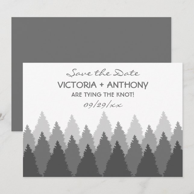 Grey Forest Range Woodland Wedding Save The Date (Front/Back)