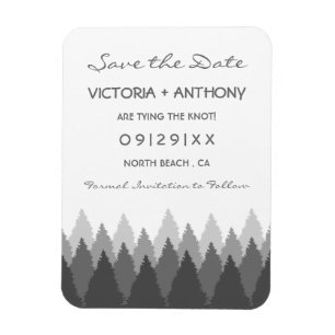 Grey Forest Range Woodland Wedding Save The Date Magnet