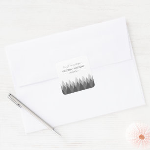 Grey Forest Range Woodland Wedding Square Sticker