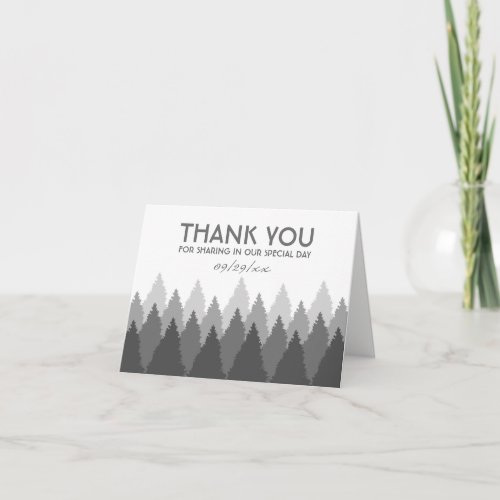 Grey Forest Range Woodland Wedding Thank You Card