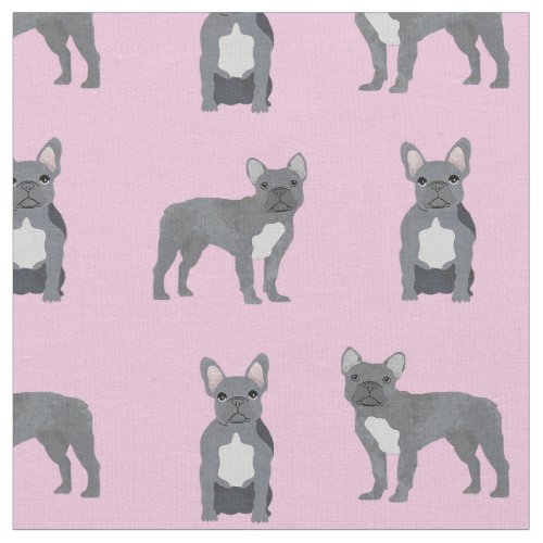 Grey French Bulldog on Pink Fabric