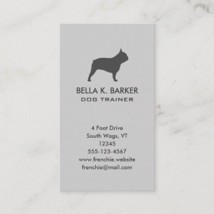 Grey French Bulldog Silhouette Dog Lover Vertical Business Card