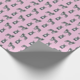Grey French Bulldogs pink Wrapping Paper