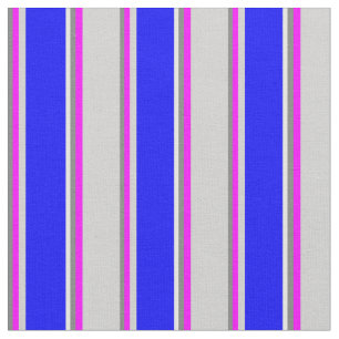 Grey, Fuchsia, Light Gray, Blue & Mint Cream Fabric