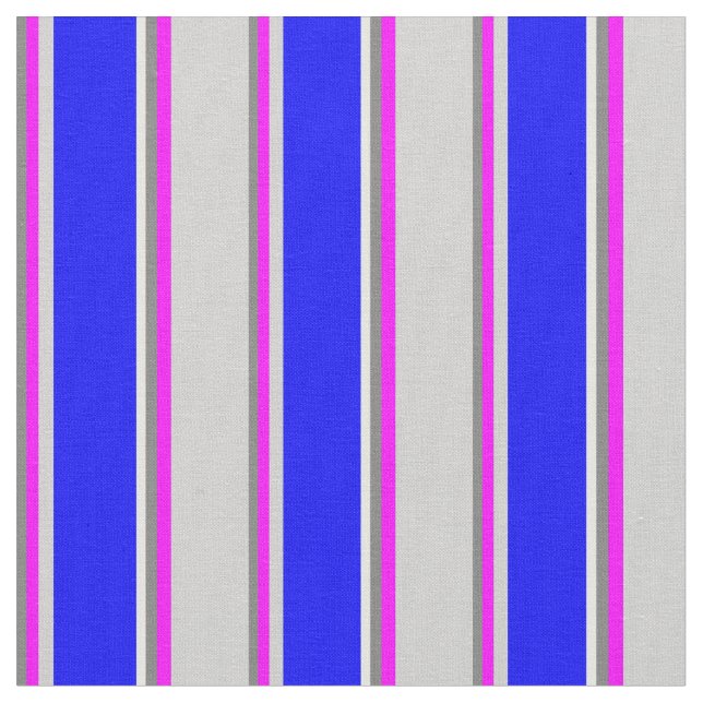 Grey, Fuchsia, Light Gray, Blue & Mint Cream Fabric (Close Up)
