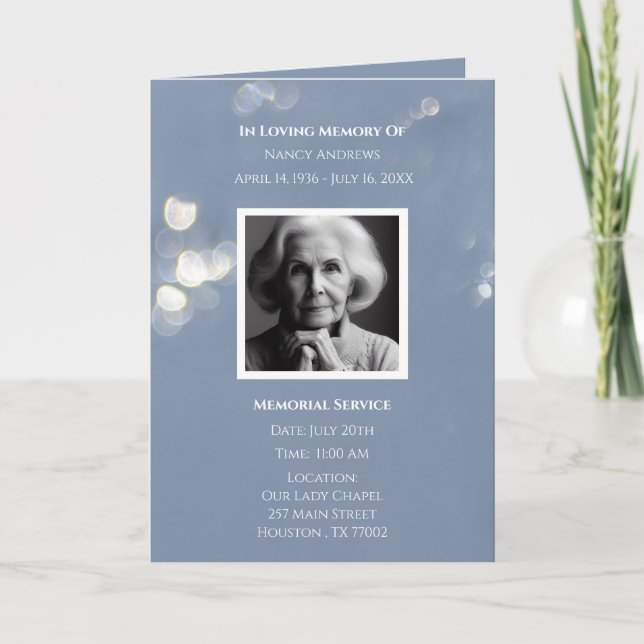 Grey Funeral Memorial Obituary Folded Program (Front)