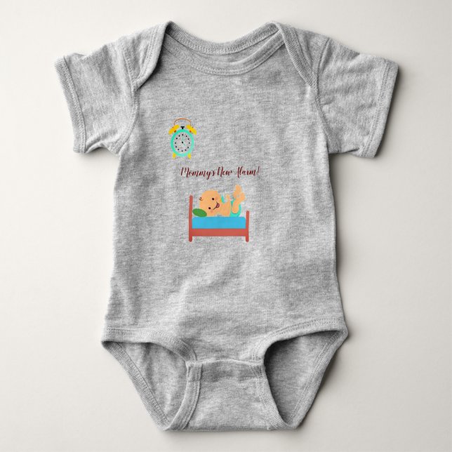  Grey -Funny Gift Ideas 'Mommy's New Alarm'  Baby Bodysuit (Front)