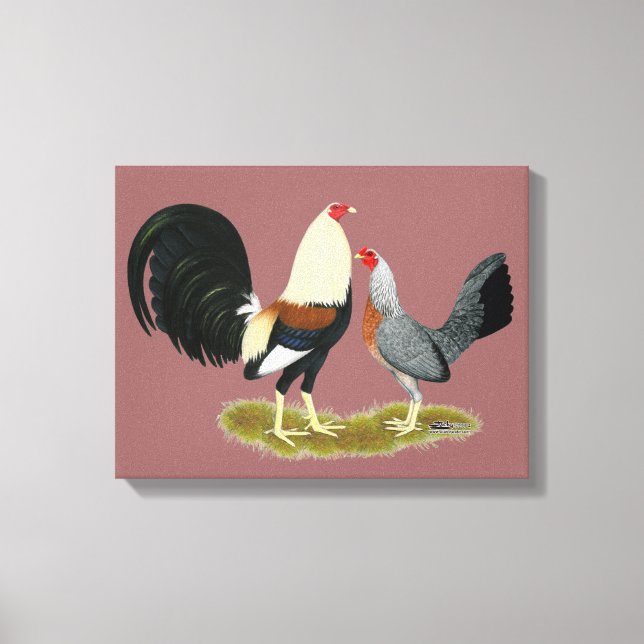 Grey Game Fowl Pair Canvas Print (Front)
