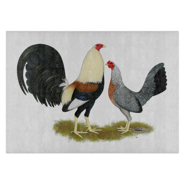 Grey Game Fowl Pair Cutting Board (Front)